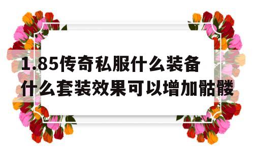 关于1.85传奇私服什么装备什么套装效果可以增加骷髅的信息