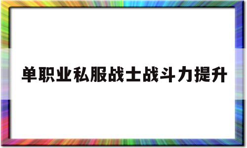 单职业私服战士战斗力提升的简单介绍