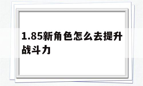 全方位评测:1.85新角色怎么去提升战斗力详解!