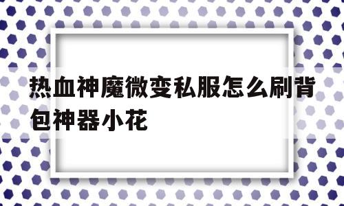 热血神魔微变私服怎么刷背包神器小花的简单介绍