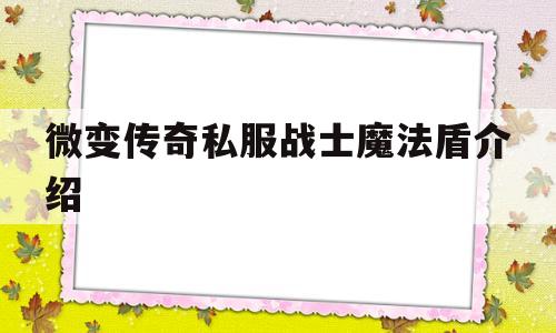 关于微变传奇私服战士魔法盾介绍的信息