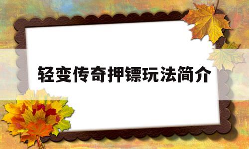 权威评测:轻变传奇押镖玩法简介特色、技能、版本攻略