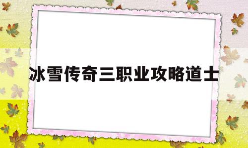 探索未知的冰雪传奇三职业攻略道士虚拟世界