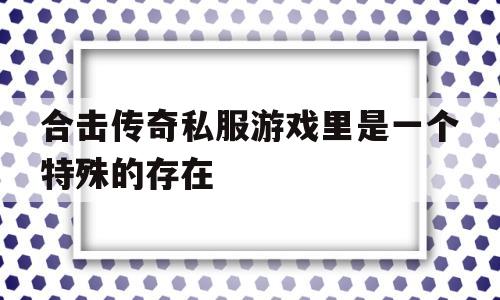 合击传奇私服游戏里是一个特殊的存在的简单介绍
