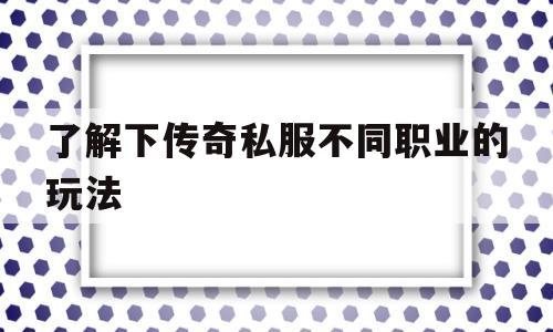 了解下传奇私服不同职业的玩法的简单介绍